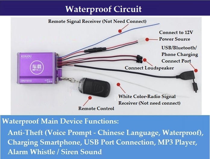 Multi-functions Anti-Theft Waterproof Motorcycle Alarm with Voice