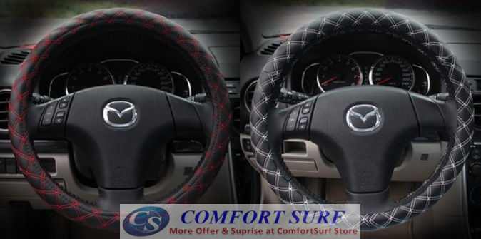 Anti Slip Red & White Wine Line Series Style Car Steering Wheel Cover Protective Case