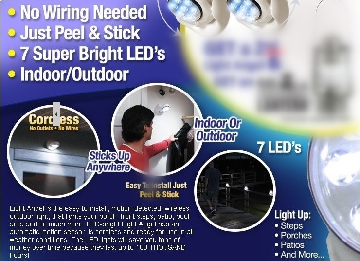 Automatic Indoor / Outdoor Motion Sensor Activated Cordless with 7 LEDs Light