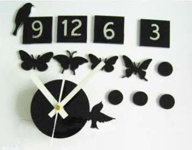 DIY Wall Acrylic Clock - Bird Butterfly Design