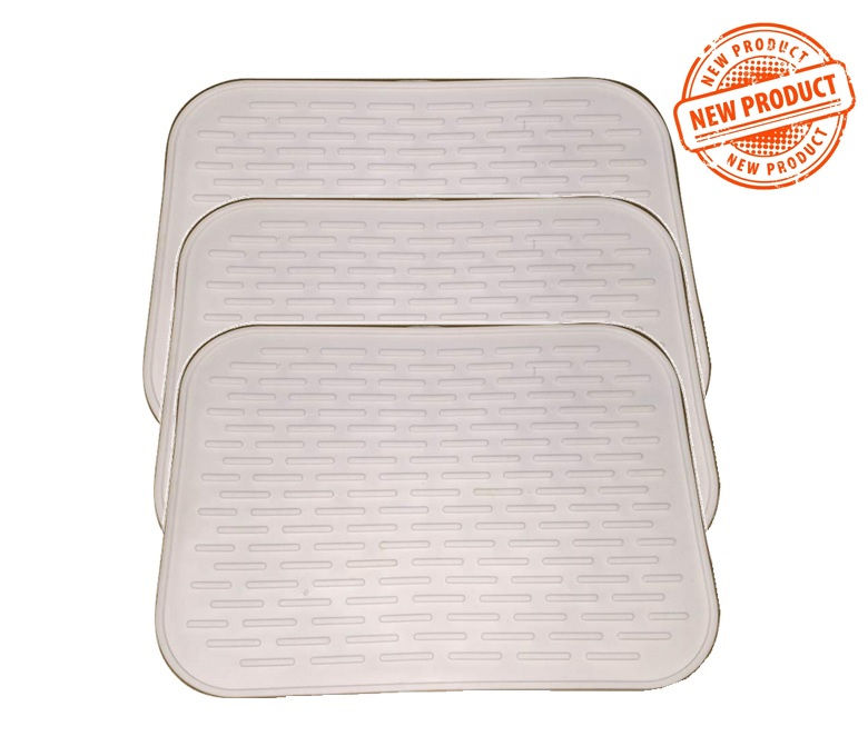 3pcs of White Silicone Mat Heat Kitchen Pot Pan Holder Anti-slip Resistant