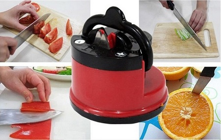 Knife Sharpener with Suction Pad base with Tungsten Steel Grinders
