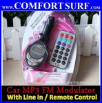Car Mp3 / WMA Wireless FM Modulator With Line In / Remote control