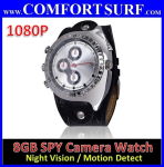 8GB IR Night Vision 1080P Waterproof watch Camera DVR with Motion Detect Function