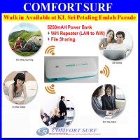 Multifunction 5200mAh Power Bank Mobile Phone Charger, LAN to Wifi Repeater