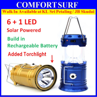 All in 1 Bright Solar 6 LED Rechargeable Outdoor Camping Hiking Emergency Folding Lantern Tent Light Lamp