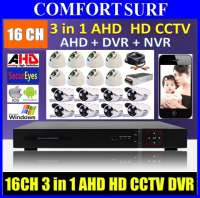3in1 Latest 16CH AHD + DVR + NVR CCTV P2P HD Recorder Monitoring Via Smartphone