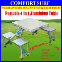 4in1 Portable Outdoor Camping Picnic Aluminium Table Meja Lipat + Umbrella Hole