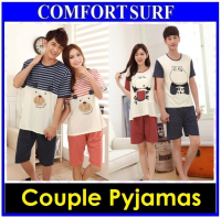 Men Women Lovers Night Dress Sleepwear Couple Pajamas Cotton Short Sleeved