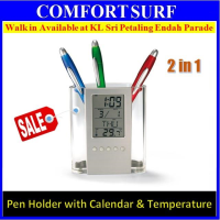 Large Screen Calendar Desk Multifunction Pen Holder clock