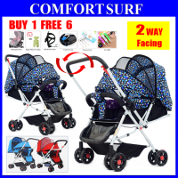 Luxury 2 Two Way Facing Lightweight Baby Stroller Folding 8X Wheels, Backrest, Canopy, Suspension