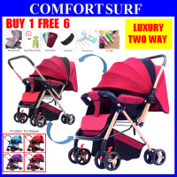 Luxury 2 Two Way Facing Lightweight Baby Stroller Folding 8X Wheels + Backrest + Canopy + Suspension
