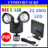 Solar Powered Super Bright 22 LED Dual Head PIR Motion Sensor Outdoor Security Flood Spot Light