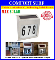 MaxSolar SL028 Solar Powered Back LIT Lighted Sign House Number Plaque Lampu Rumah