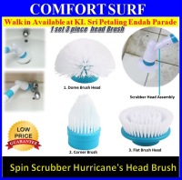 Hurricane Spin Scrubber Brush Head Cleaning Flexible Bristles Recharge - Replacement Heads of 3 Brushes