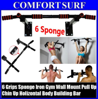 6 Sponge Grips Wall Mount Horizontal Body Building Bar Pull Up Chin Up Bar Muscle Workout Fitness