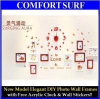 New Elegant DIY Eleven Photo Wall Frames With Clock Home Decoration