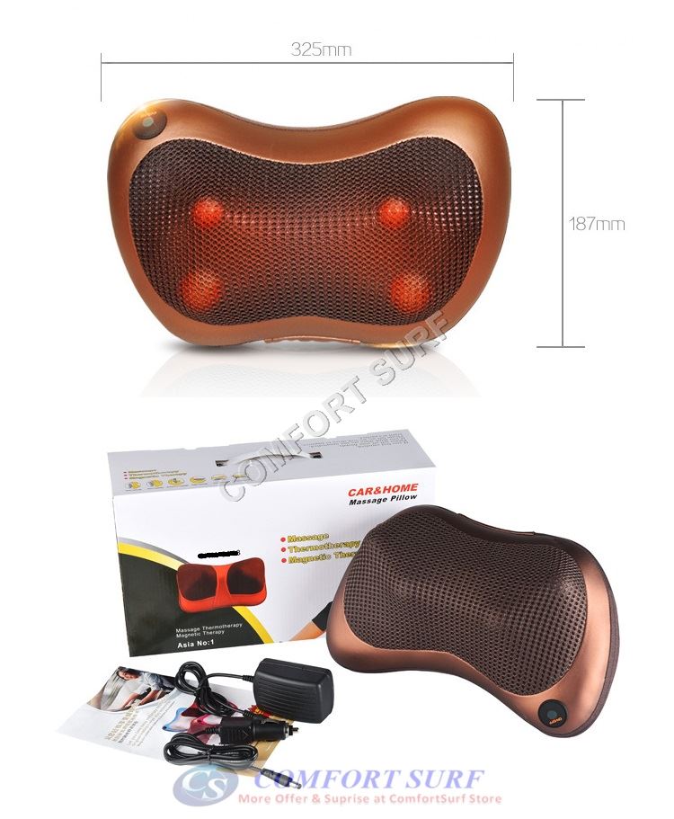 Multifunction Dual Use Electric Massage Pillow Shiatsu Infrared Heated 2 in 1 Cushion Home Car Office Massager