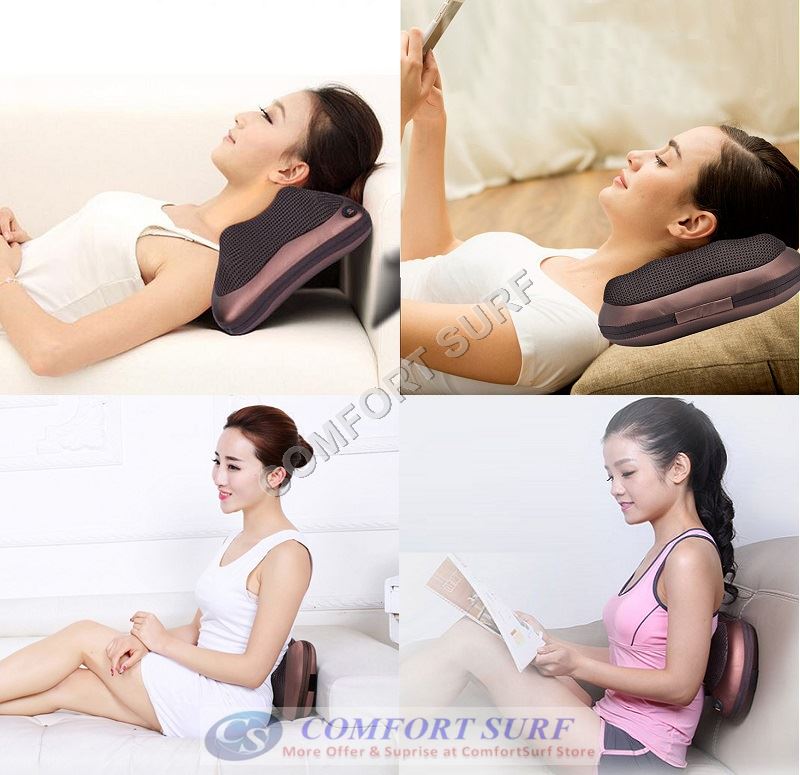 Multifunction Dual Use Electric Massage Pillow Shiatsu Infrared Heated 2 in 1 Cushion Home Car Office Massager