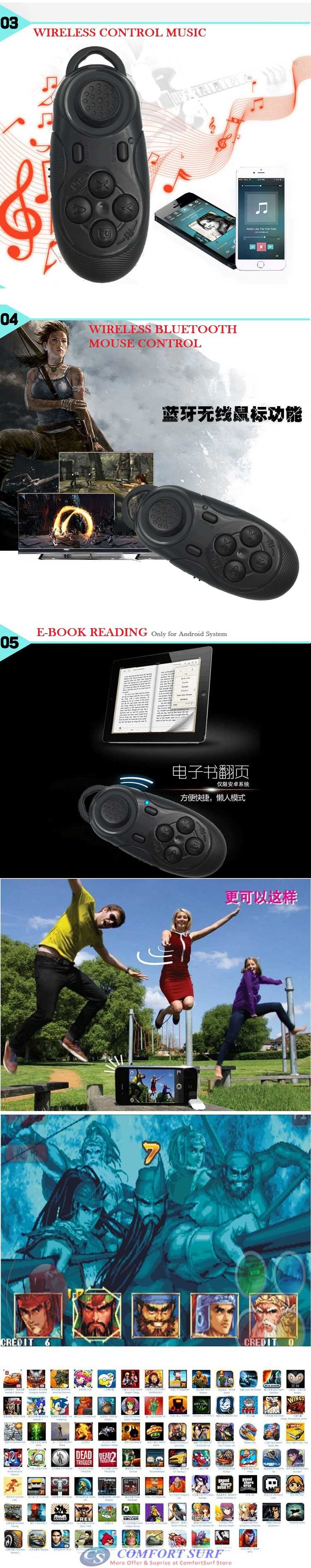 Mini Portable Wireless Bluetooth Gamepad Selfie Remote Mouse Controller Shutter For iPhone Android 3D VR Glasses