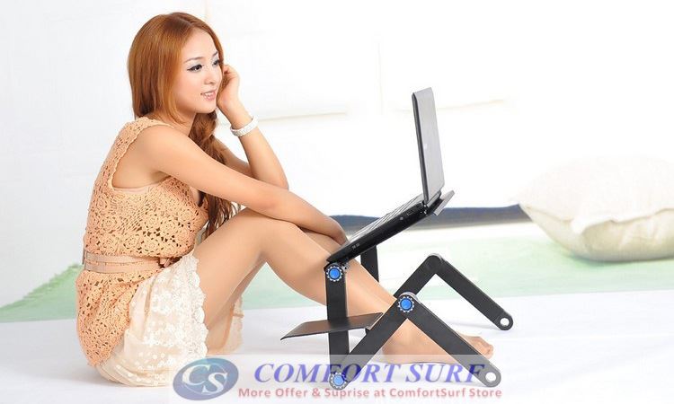 2016 Latest World's First Amazing Multifunction 360° Rotaion Foldable Laptop Table With Strong Big Fan Design Adopted One Seccond Lock Button Technology