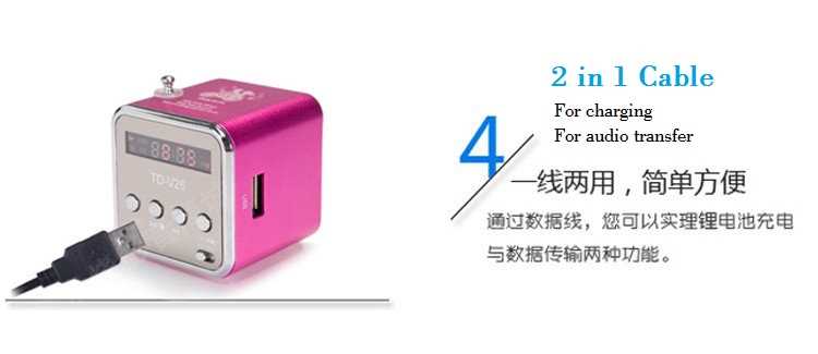 Mini Speaker TD-V26 With Music MP3 Player / FM Radio & Display