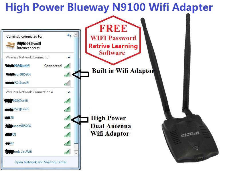 Blueway N9100 150Mbps 11N Wireless USB WIFI Adaptor Long Range vs SIGNALKING