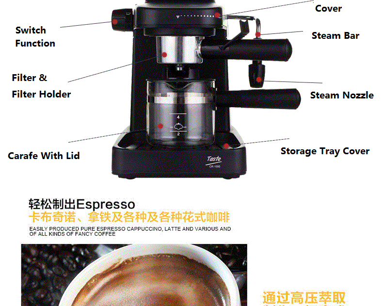 undefinedFagor CR-1000 Semi-automatic Steam Pump-Driven Espresso Italian Coffee Maker Machine