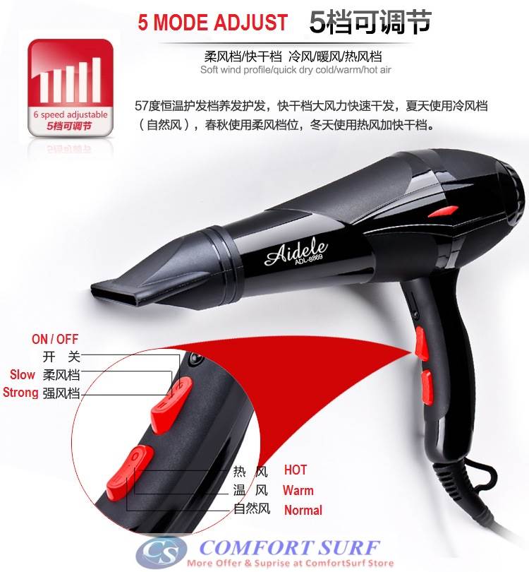 Aidele 3000W Watts Dryer 220v Home Blow Dryer Professional Beauty Salon Hair Dryer Hot and Cold Wind Constant Temperature Control