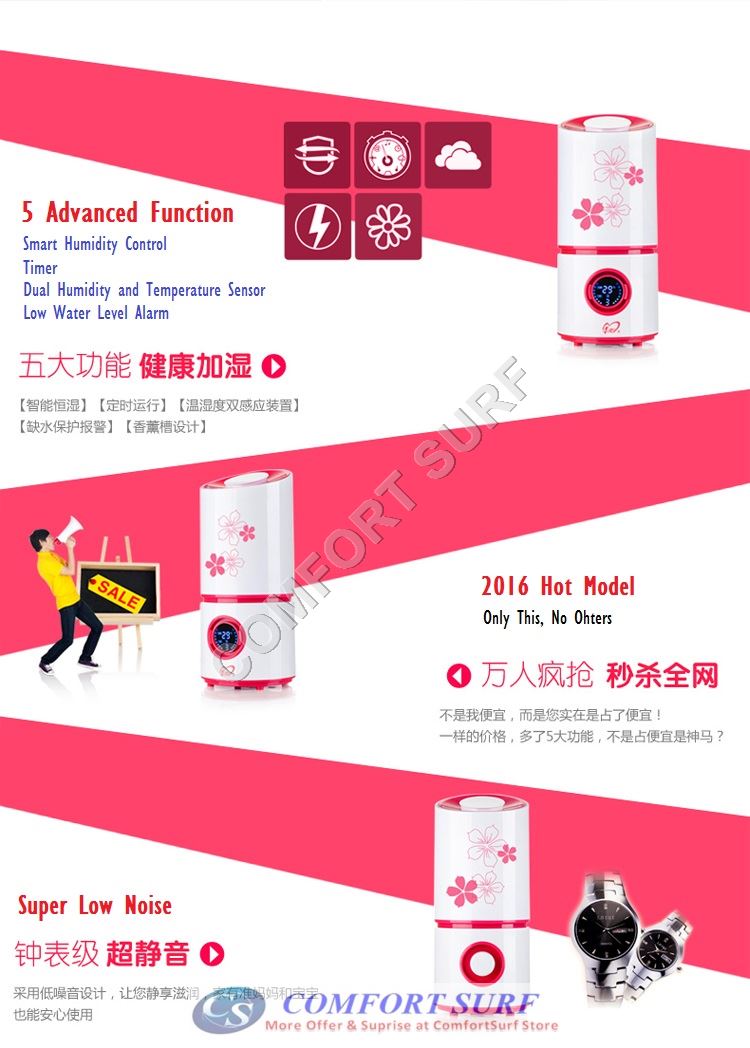 NEW Ultrasonic Smart LCD Humidifer HX-528 Air Purifier Humidifier Aroma Diffuser