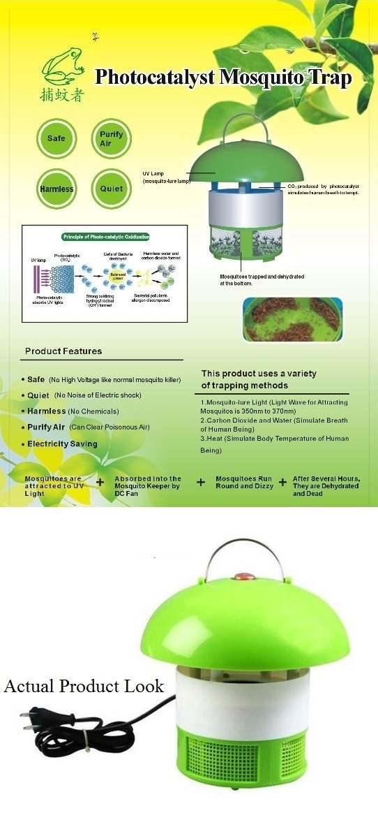 Environment Efficient Photo-catalysis Mosquito Terminator Killer Trapper Perangkap Nyamuk Serangga