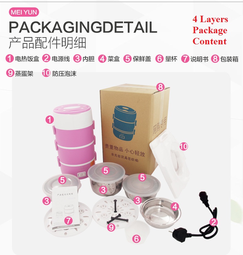 Multifunctional Triple Food Steamer Electronic Rice Cooker Luch Box