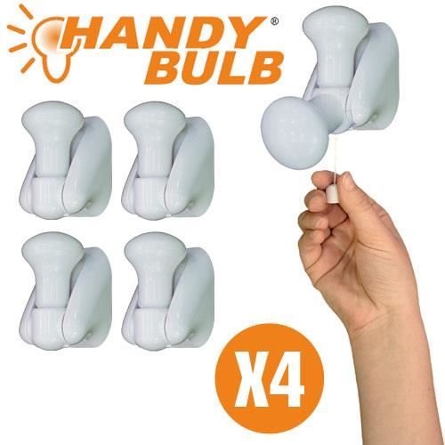 4pcs Pack Insta Handy Bulb Portable LED Cordless Wall Mountable Lamps Handy Pull Switch 90 Degree Rotation / Stick N Click LED