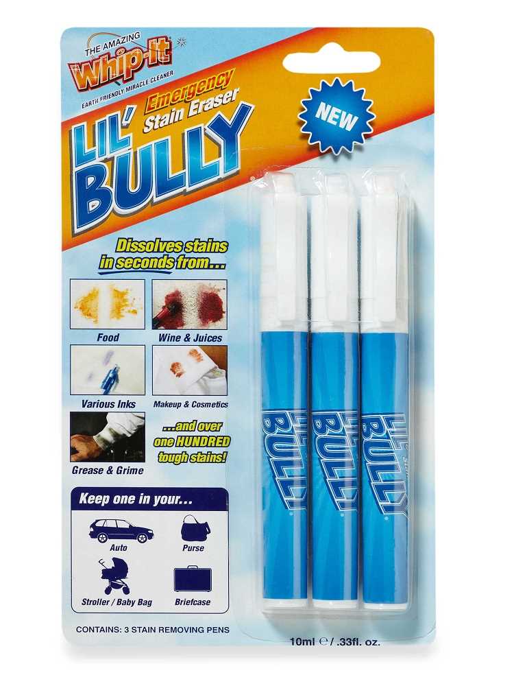 The amazing whip it LIL BULLY CLOTHES STAIN PEN 3 PACK INSTANT STAIN REMOVER