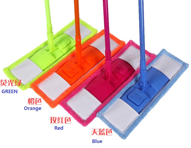 Microfiber Flat Mop With Adjustable Length 70~125CM + 360° Rotatable Mop With Big Mop Cloth