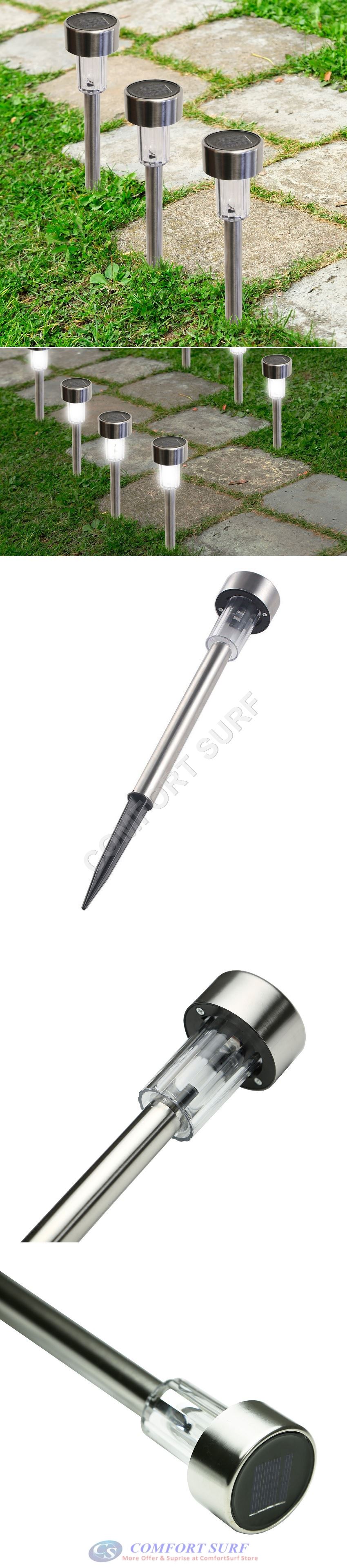 10 Units Outdoor Stainless Steel Solar Powered LED Light Lawn Garden Landscape Path