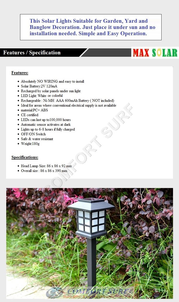 2 Pcs Solar Powered LED Yard Lawn Light Party Path Outdoor Spotlight Garden Lamp