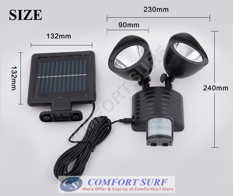 MAX Solar Power Super Bright 60 LEDs Security Motion Sensor Light 3 Modes Adjustable (SENS/TIME/LUX)