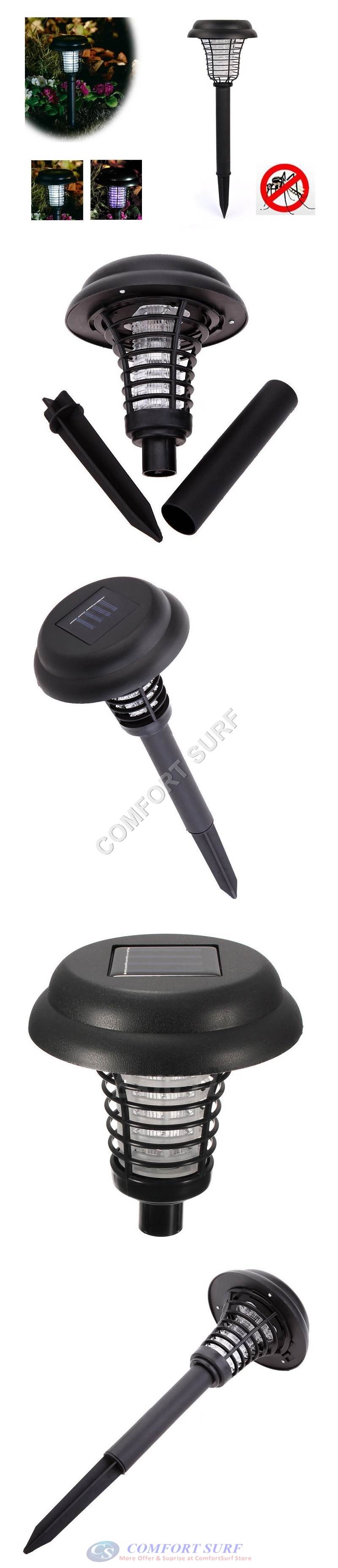 2 in 1 Solar Powered UV LED Light Lamp + Mosquito Killer For Garden Lawn Mosquitoes Insect Pest Repeller Killer