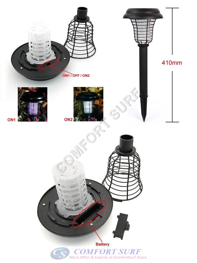 2 in 1 Solar Powered UV LED Light Lamp + Mosquito Killer For Garden Lawn Mosquitoes Insect Pest Repeller Killer
