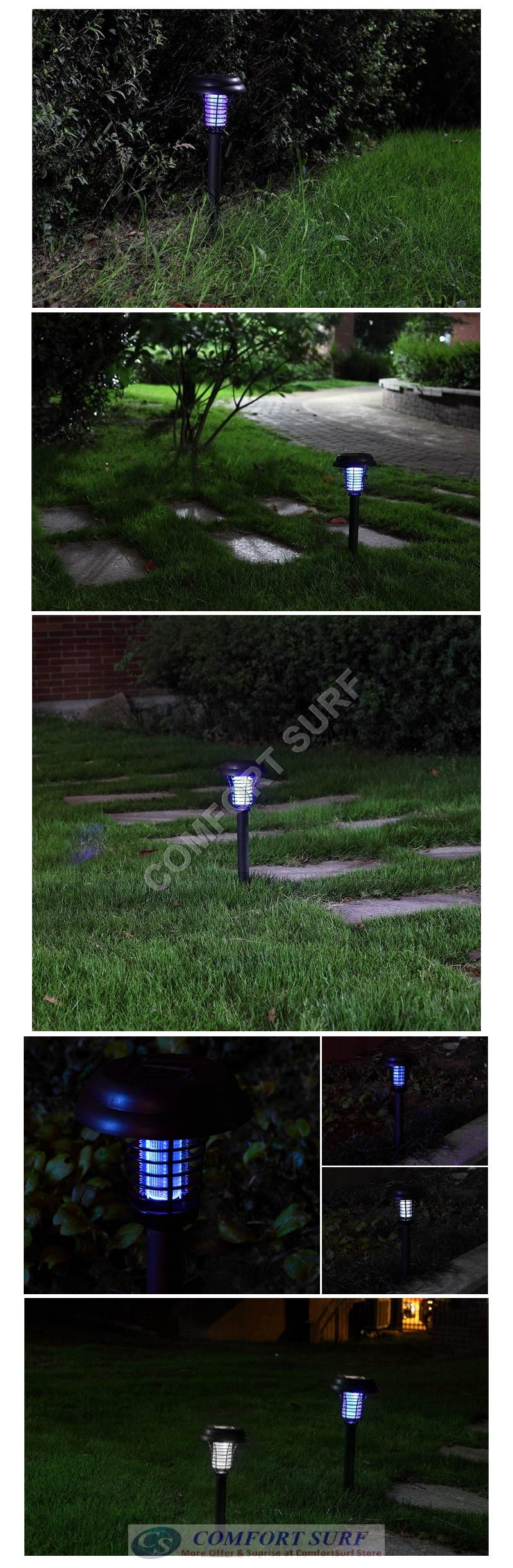 2 in 1 Solar Powered UV LED Light Lamp + Mosquito Killer For Garden Lawn Mosquitoes Insect Pest Repeller Killer