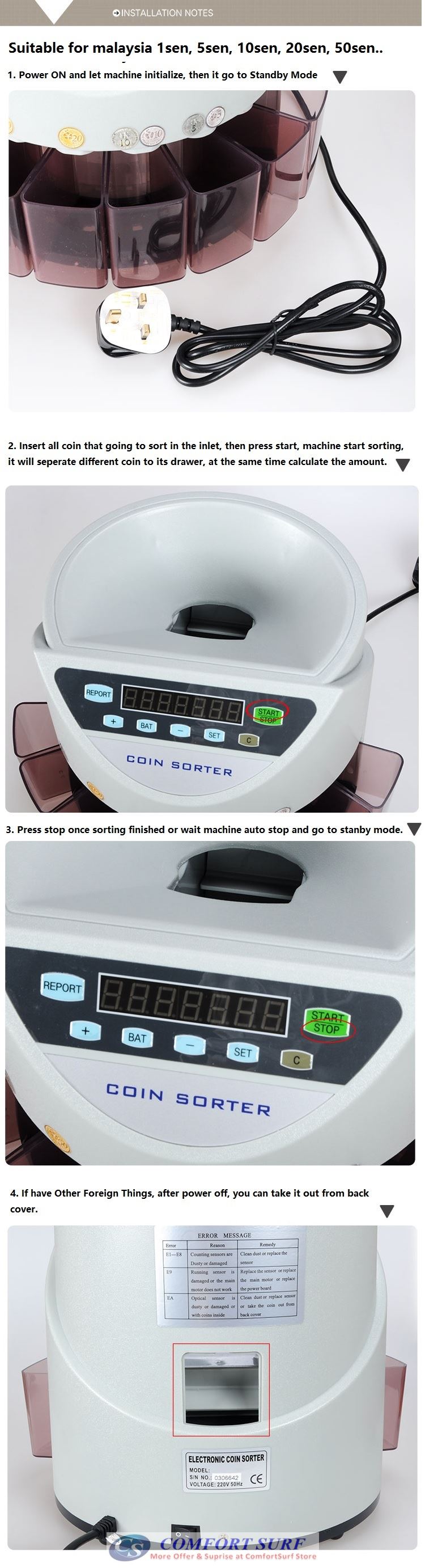 BANKER AUTO COIN SORTER COIN COUNTER MACHINE WITH LCD DISPLAY MALAYSIA COIN CUSTOMIZED HEAVY DUTY