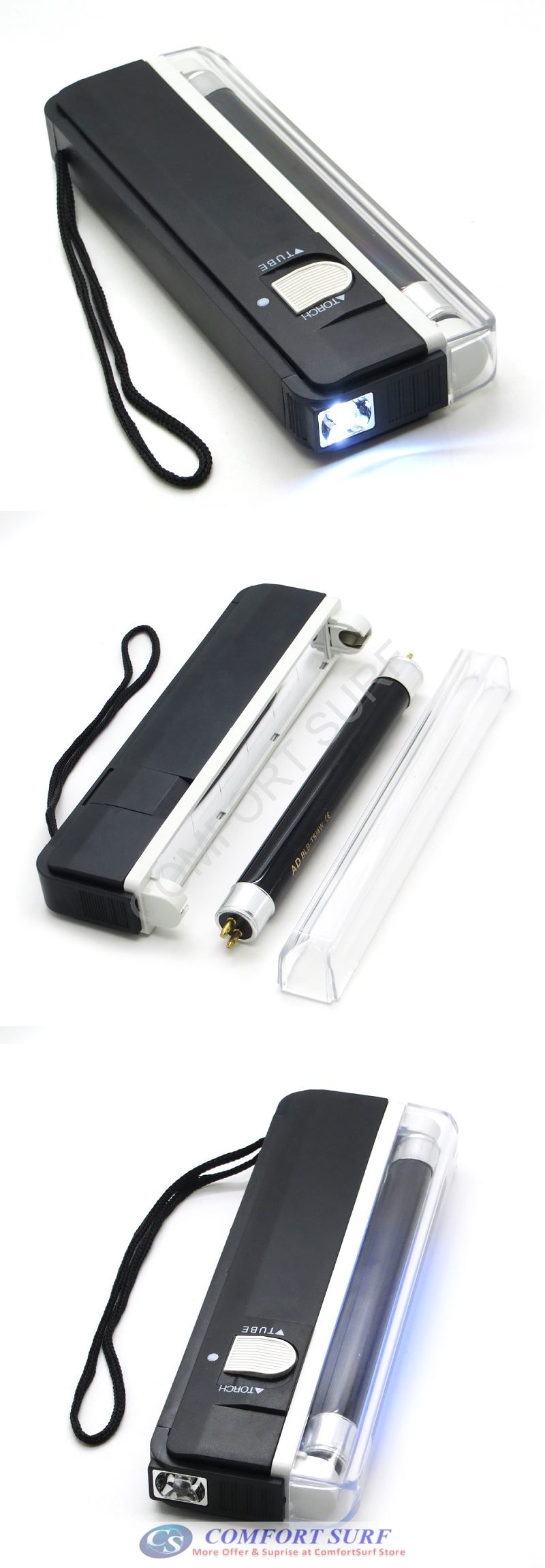 NEW Handheld Blacklight / UV Light c/w flashlight Verify Hidden Security Features Bank notes and Passports