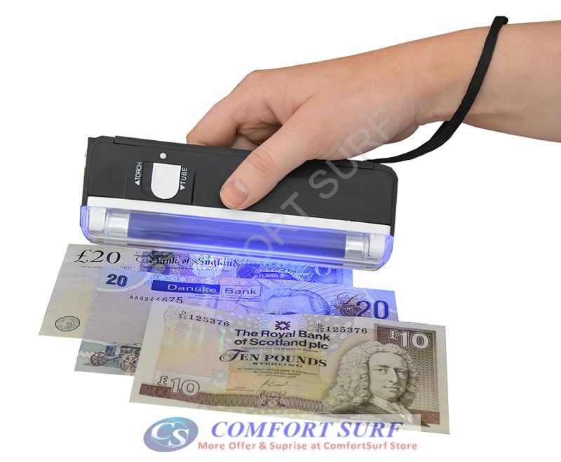 NEW Handheld Blacklight / UV Light c/w flashlight Verify Hidden Security Features Bank notes and Passports