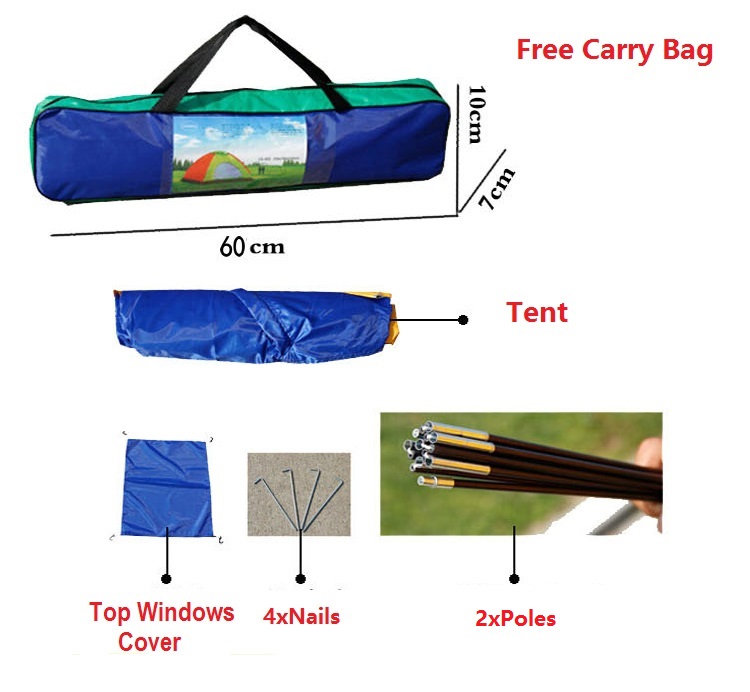 New Outdoor single Layer Single Door Waterproof Camping Tent 2 Persons + Free Carry Bag