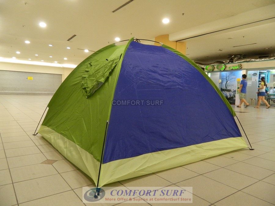 New Outdoor Single Layer Single Door + Back Window Waterproof Camping Tent 3/4 Persons + Free Carry Bag