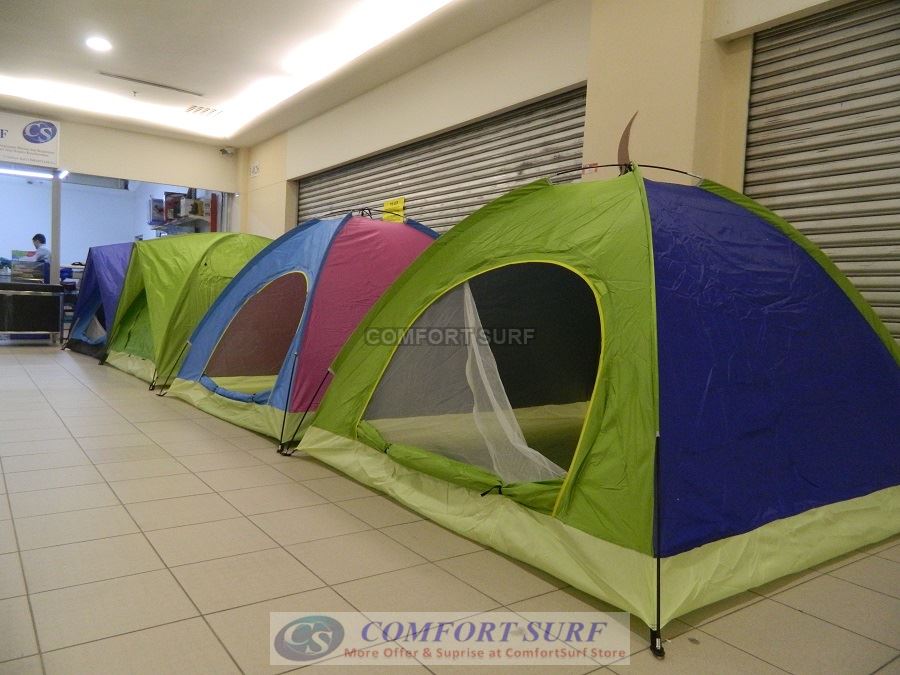 New Outdoor Single Layer Single Door + Back Window Waterproof Camping Tent 3/4 Persons + Free Carry Bag