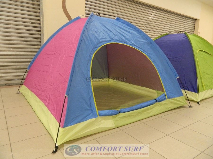 New Outdoor Single Layer Single Door + Back Window Waterproof Camping Tent 3/4 Persons + Free Carry Bag