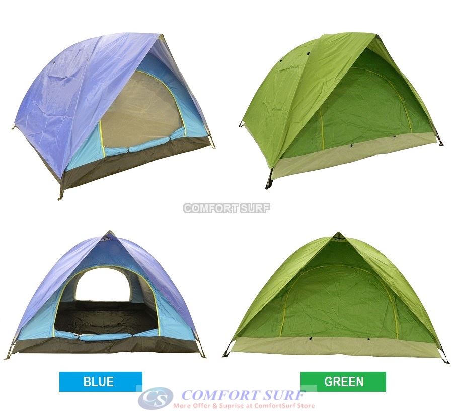 New Outdoor Double Layer Double Door Waterproof Camping Tent 3/4 Persons + Free Carry Bag