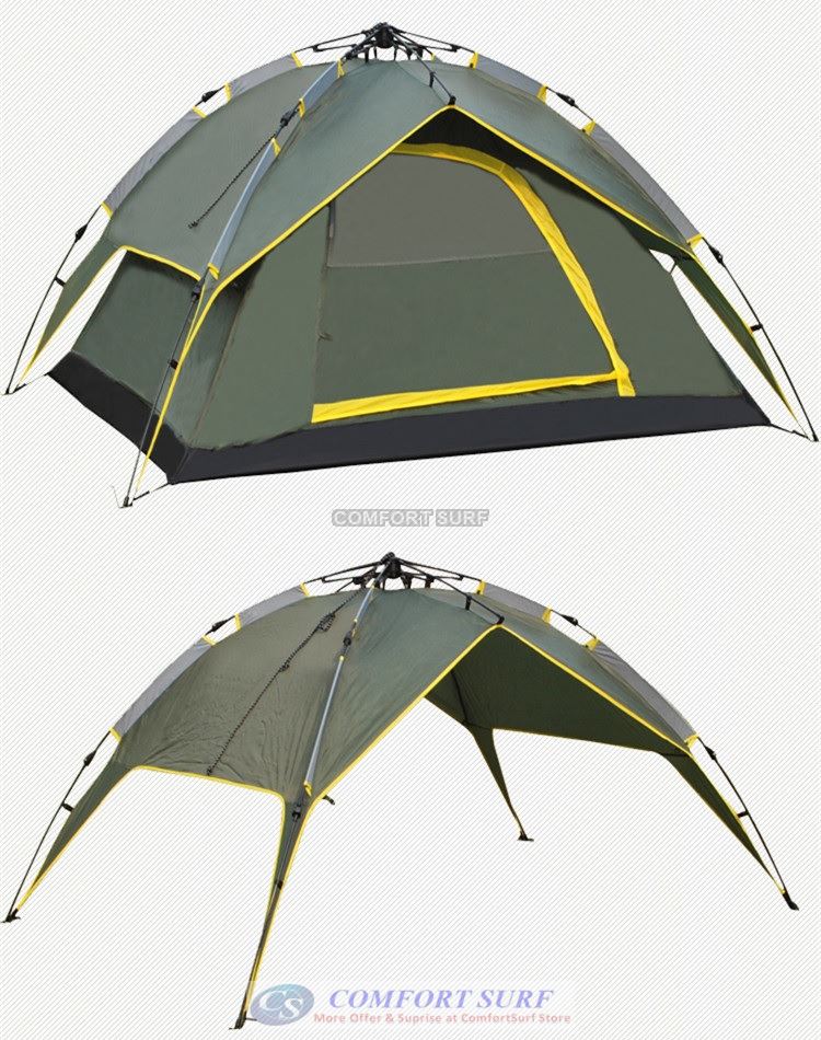 New Outdoor Double Layer Double Door + Dual Use Waterproof Automatic Camping Tent 3/4 Persons + Free Carry Bag